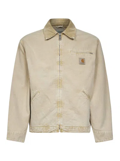 CARHARTT BEIGE CANVAS OG DETROIT JACKET