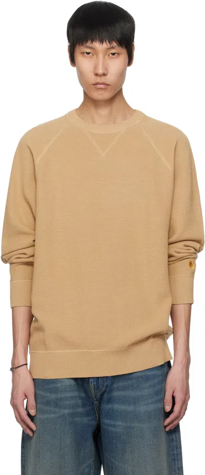 Carhartt Beige Chase Sweater In 2n1xx Dusty H Brown
