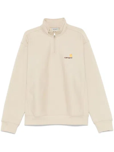 Carhartt Beige Cotton Sweatshirt With High Collar And Zip