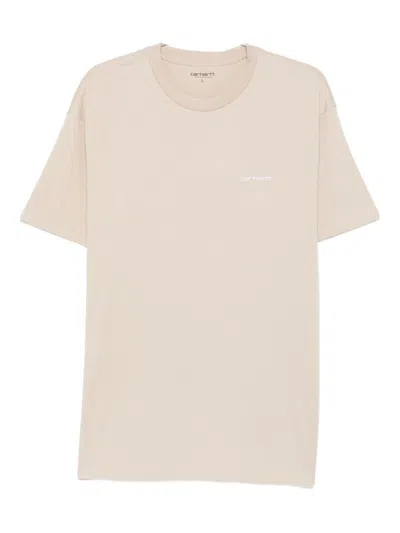 Carhartt Beige Cotton T-shirt With Logo  Wip