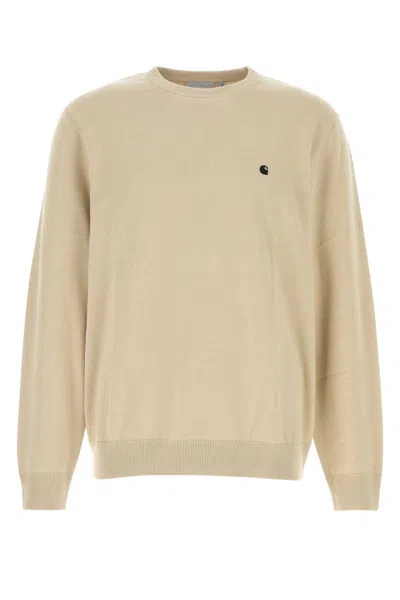 CARHARTT BEIGE CREWNECK LOGO SWEATER