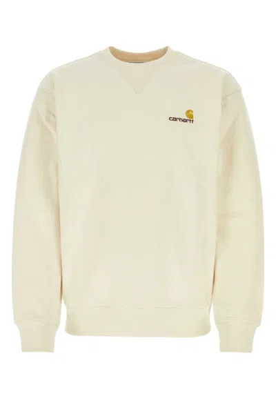 CARHARTT BEIGE CREWNECK LOGO SWEATSHIRT