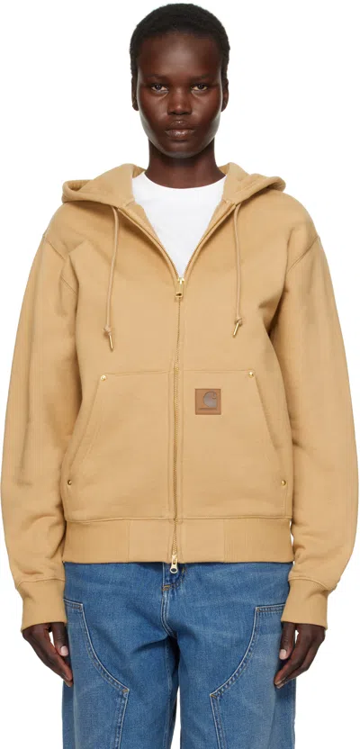 Carhartt Beige Eldon Hoodie In Dusty H Brown