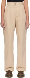 Carhartt Beige Leola Trousers In Wall Stone Washed
