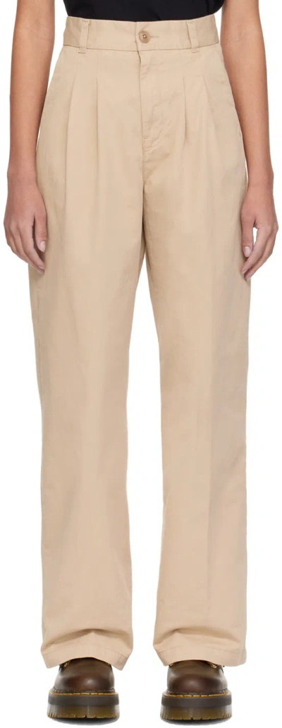 Carhartt Beige Leola Trousers In Wall Stone Washed