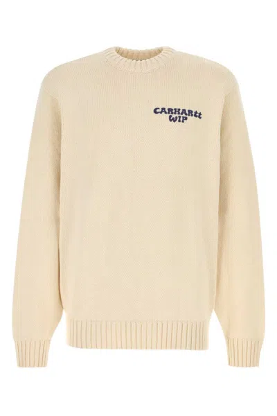 CARHARTT BEIGE LOGO EMBROIDERED SWEATER