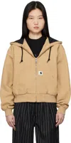Carhartt Beige Og Active Jacket In Rinsed Dusty H Brown