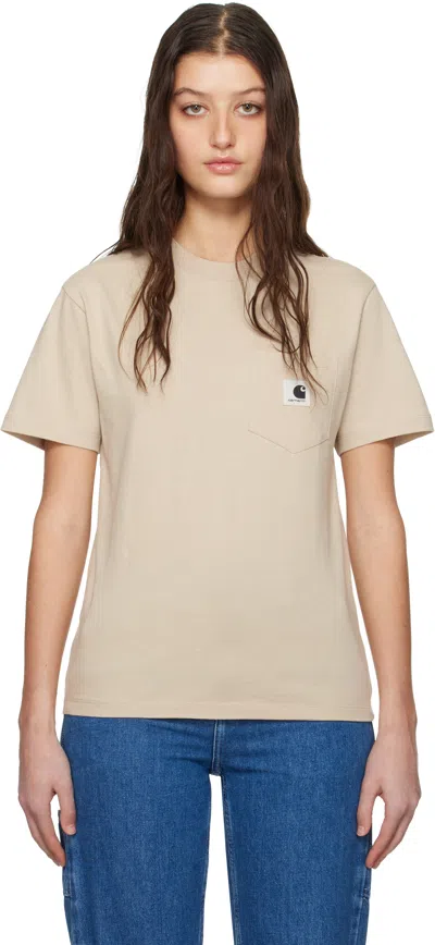 Carhartt Beige Pocket S/s T-shirt In Fleur De Sel