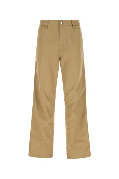 Carhartt Beige Polyester Blend Simple Pant In Leather