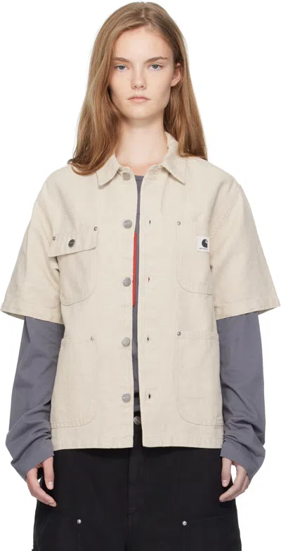 Carhartt Beige Short Sleeve Michigan Shirt In White