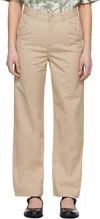 Carhartt Beige Simple Trousers In Wall Rinsed