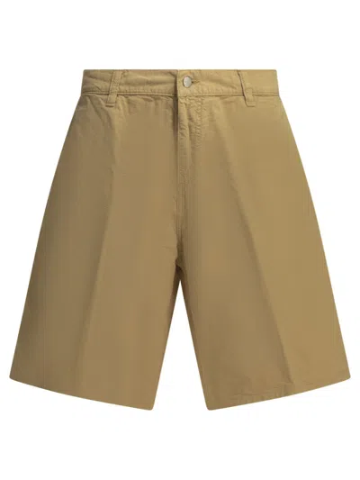 Carhartt Wip Walter Single Knee Utility Beige Cotton Shorts In Neutral