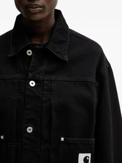 Carhartt Belmar Logo-patch Denim Jacket In Black