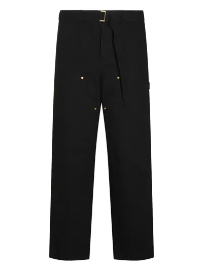 Carhartt Belted Logo-patch Trousers In Black