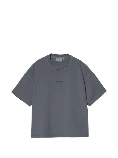 Carhartt Benton Embroidered-logo T-shirt In Gray