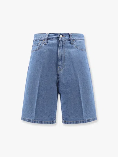 Carhartt Bermuda Landon In Denim Con Patch Logo In Blue