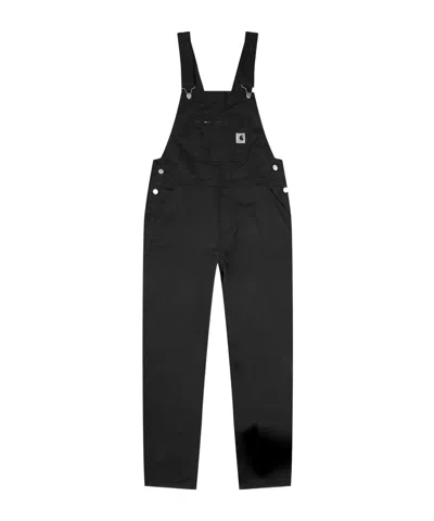 Carhartt Bib Logo-patch Denim Overalls In Black