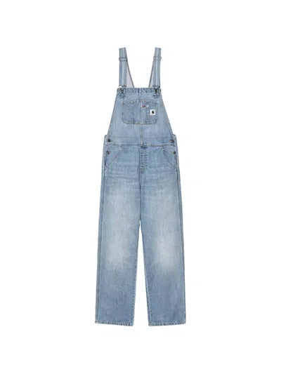 Carhartt Straight Bib Overall In Denim Blue In Blue Stone Bleach