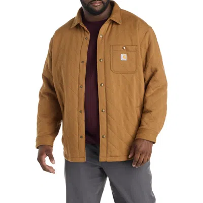 Carhartt Big & Tall Rain Defender® Quilted Snap-front Shirt Jacket In Brown