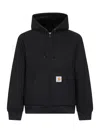 Carhartt Wip Men's Black Active Brand-patch Organic-cotton Jacket In Black