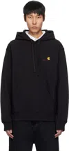 Carhartt Wip American Script Hooded Cotton Sweatshirt In 89xx Black