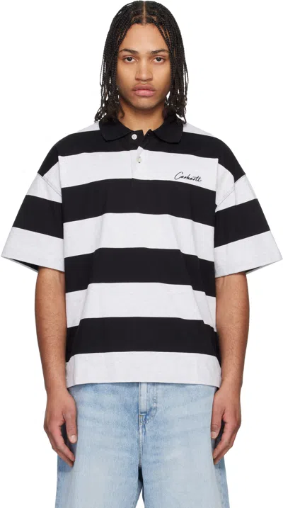 Carhartt Black & White Short Sleeve Delray Stripe Polo