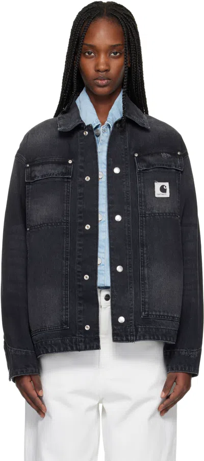 Carhartt Og Arctic Buttoned Logo-patch Jacket In Black