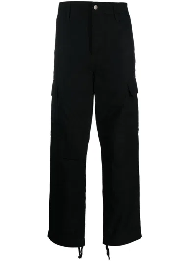 CARHARTT BLACK COTTON CARGO TROUSERS