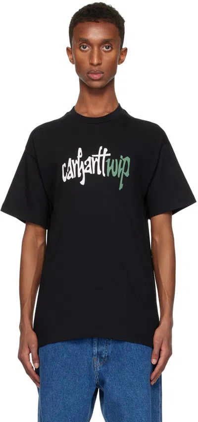 Carhartt Black Brush 'wip' T-shirt In 89xx Black
