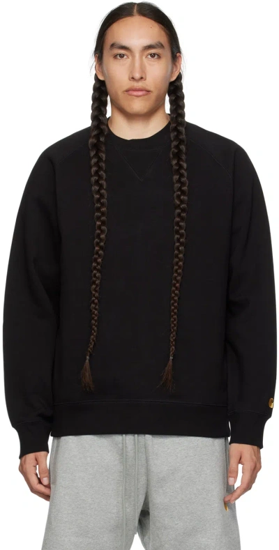 Carhartt Black Chase Sweatshirt In 00f Black / Gold