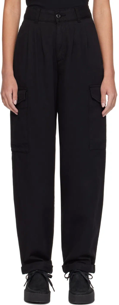 Carhartt Black Collins Trousers In Black Garment Dyed