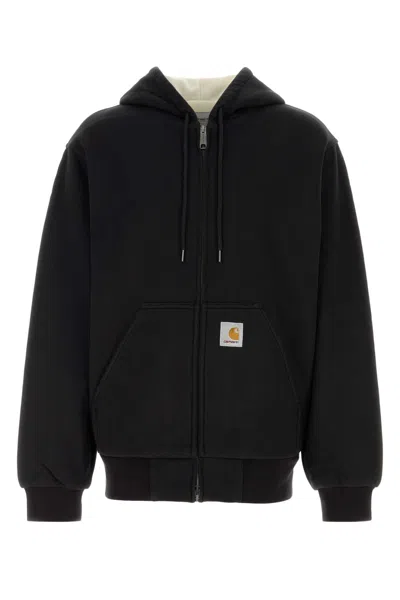 CARHARTT BLACK COTTON BLEND ACTIVE SWEAT JACKET