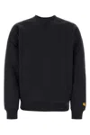Carhartt Black Cotton Blend Chase Sweat In Blackgold
