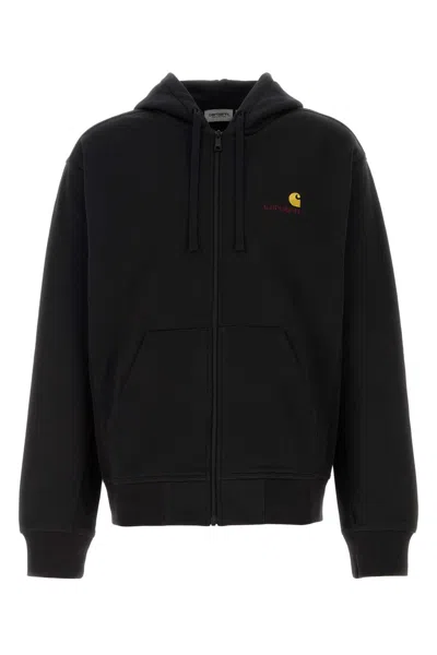 Carhartt Black Cotton Blend Hooded American Script Jacket