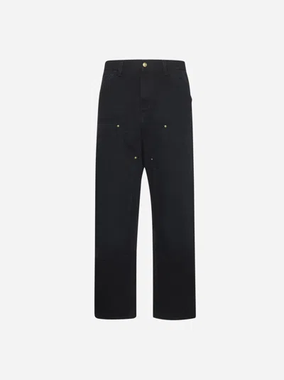 CARHARTT BLACK COTTON CANVAS DOUBLE KNEE JEANS