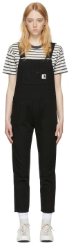 Carhartt Wip Women Straight Bib Overalls In Black Rinsed