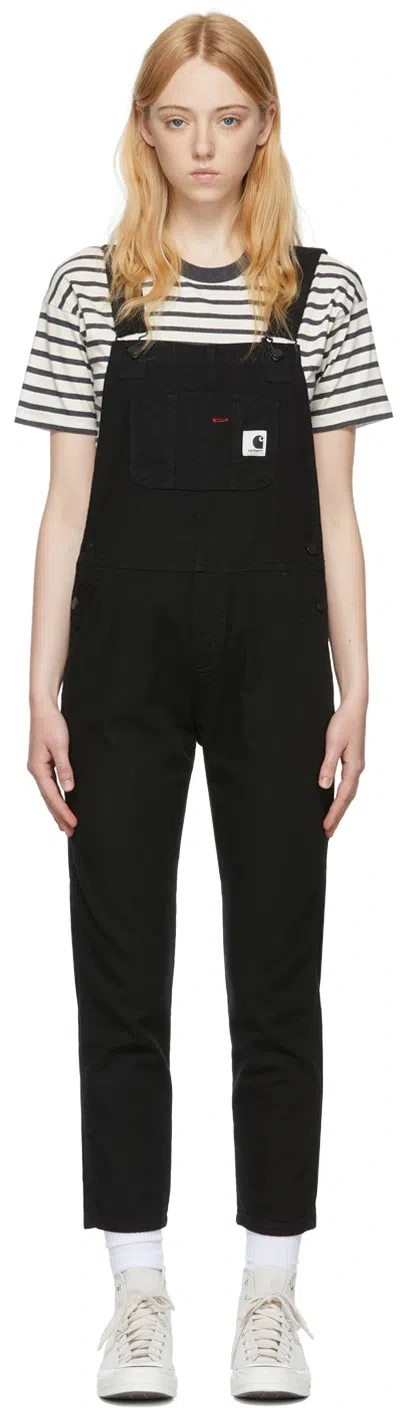 Carhartt Black Cotton Overalls In Black Rinsed