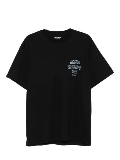 Carhartt Black Cotton 'sandwich' Crew Neck T-shirt With Logo  Wip