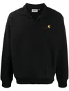 Carhartt American Script Cotton-blend Jersey Half-zip Sweatshirt In Black