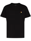 Carhartt Black Cotton T-shirt With Gold Embroidered Logo In White