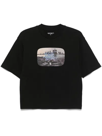 Carhartt Black Cotton T-shirt With Front Print
