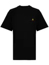Carhartt Black Cotton T-shirt With Gold Embroidered Logo In Blue