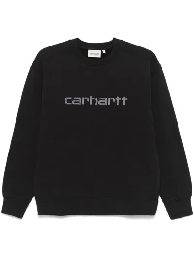 Carhartt Black Crewneck Sweatshirt With Rhinestone Logo