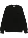 Carhartt Black Crewneck Sweatshirt With White Embroidered Logo In Black