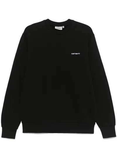 Carhartt Black Crewneck Sweatshirt With White Embroidered Logo