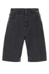 Carhartt Black Denim Landon Short In Blackheavystonewash