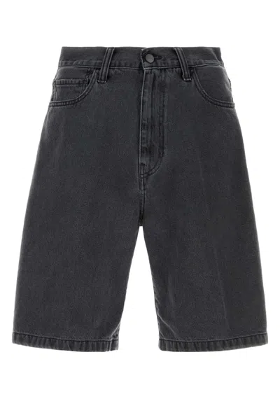 Carhartt Black Denim Landon Short In Blackheavystonewash