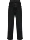 Carhartt Straight Leg Denim Trousers Pockets In Black