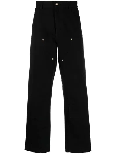 CARHARTT BLACK DOUBLE KNEE ORGANIC COTTON TROUSERS