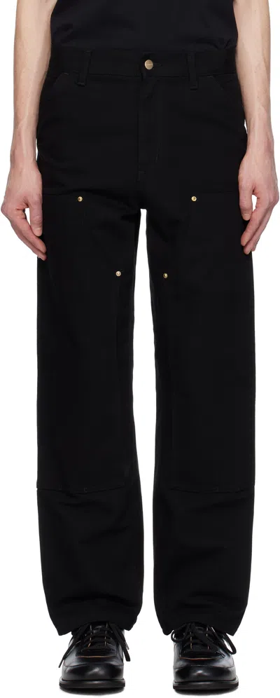 Carhartt Black Double Knee Trousers In 8902 Black Rinsed